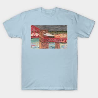 Flying Scotsman steaming across Forth Bridge T-Shirt